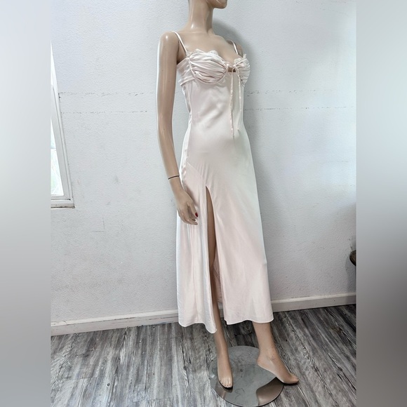 Babyboo Chic Cream Slip Dress with Slit - Picture 7 of 16